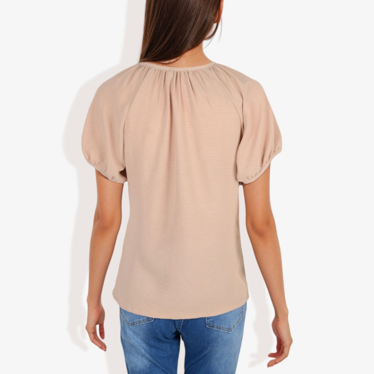 Women's Short Sleeve Button-Down V-Neck Casual Blouse