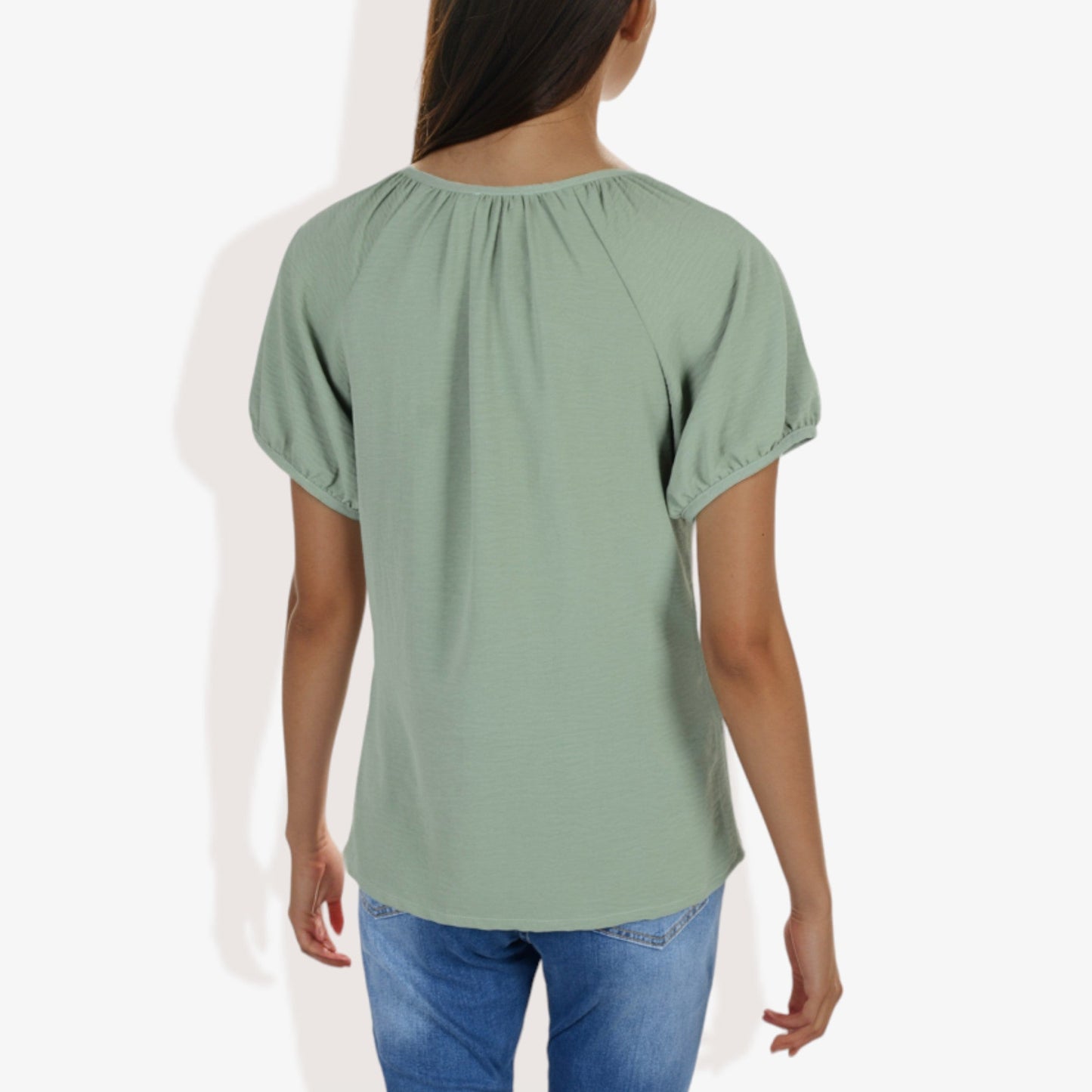 Women's Short Sleeve Button-Down V-Neck Casual Blouse