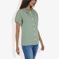 Women's Short Sleeve Button-Down V-Neck Casual Blouse