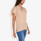 Women's Short Sleeve V-Neck Blouse with Ruffle Sleeves