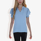 Women's Short Sleeve V-Neck Blouse with Ruffle Sleeves