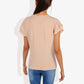 Women's Short Sleeve V-Neck Blouse with Double Layered Ruffle Sleeves