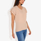 Women's Short Sleeve V-Neck Blouse with Double Layered Ruffle Sleeves