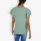 Women's Short Sleeve V-Neck Blouse with Double Layered Ruffle Sleeves