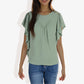 Women's Short Sleeve Pleated Front Blouse with Ruffle Sleeves