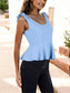 Sleeveless Peplum Top with Bow Shoulder Ties