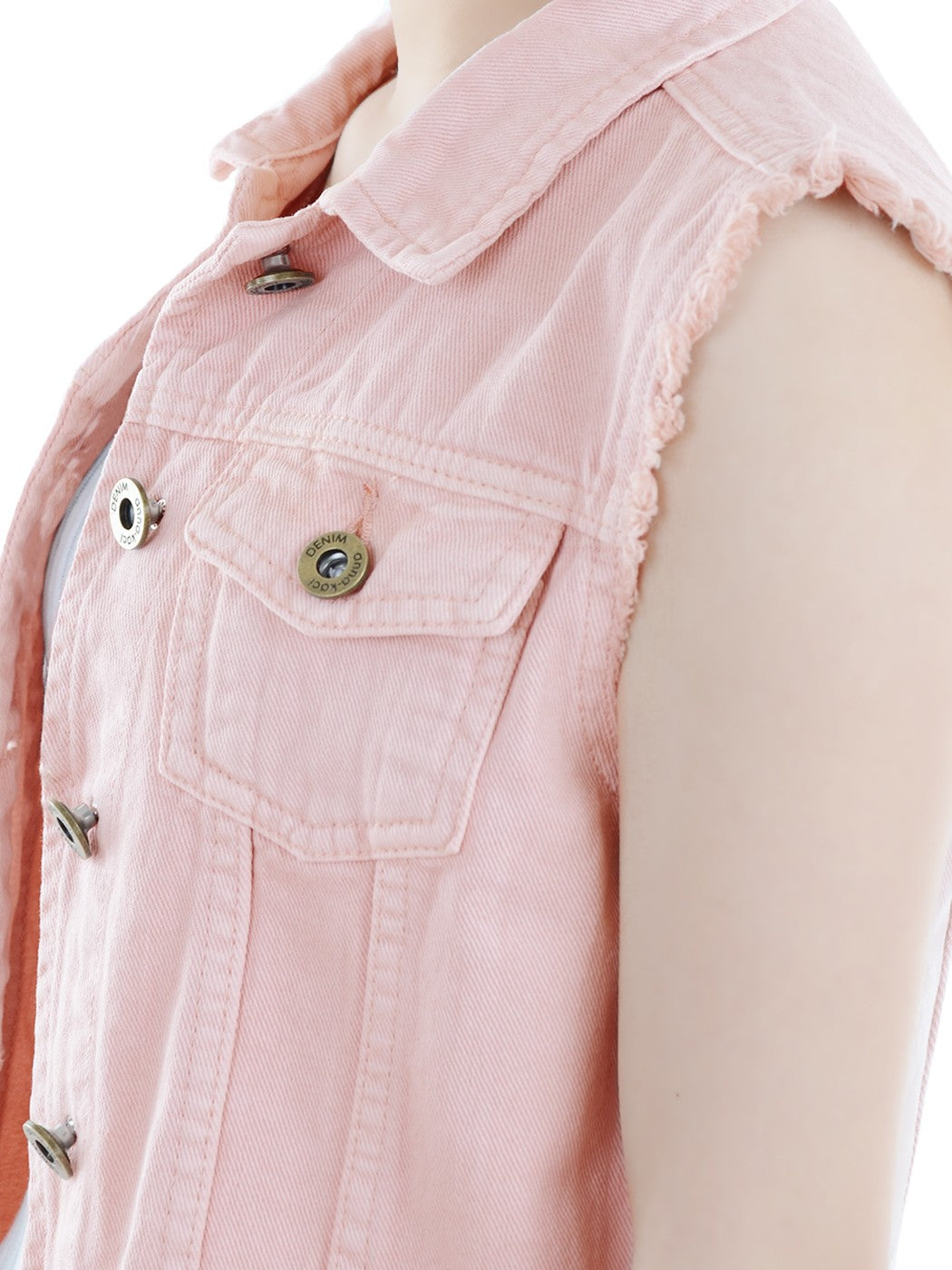 Distressed Denim Crop Vest