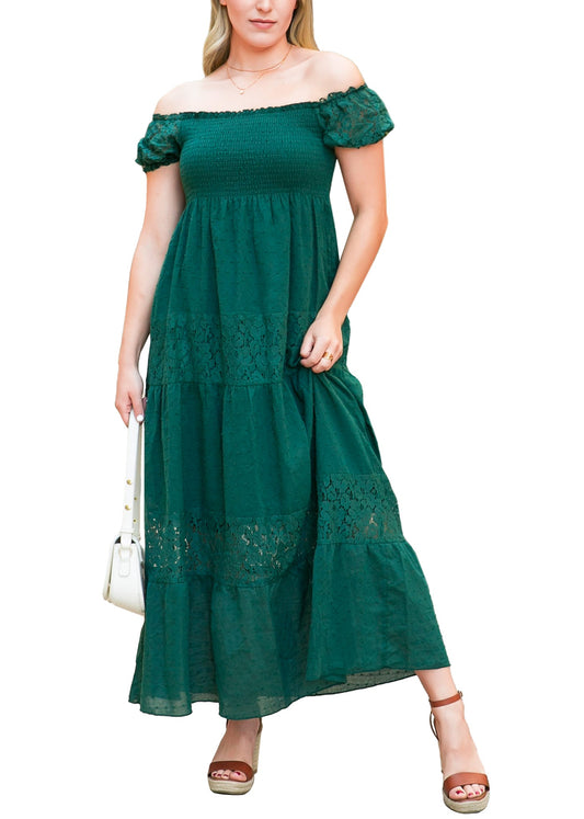 Off Shoulder Lace Maxi Dress