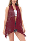 Womens Sleeveless Open Front Crochet Shawl Cardigan Bikini Cover Up