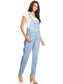 Pocket Denim Tapered Leg Overalls
