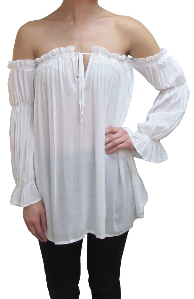 Semi Sheer Boho Peasant Off the Shoulder Top