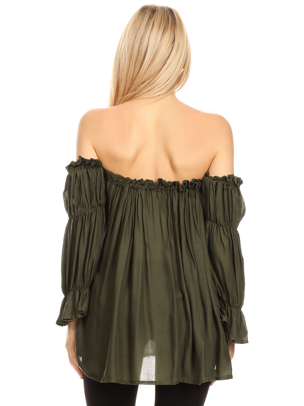 Semi Sheer Boho Peasant Off the Shoulder Top