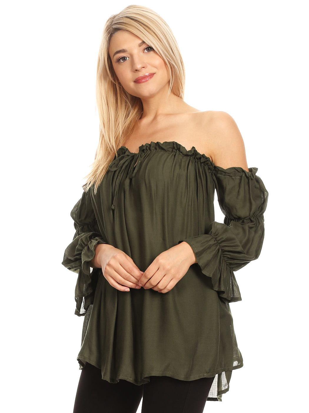 Semi Sheer Boho Peasant Off the Shoulder Top