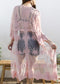 Long Floral Lace Embroidered Kimono