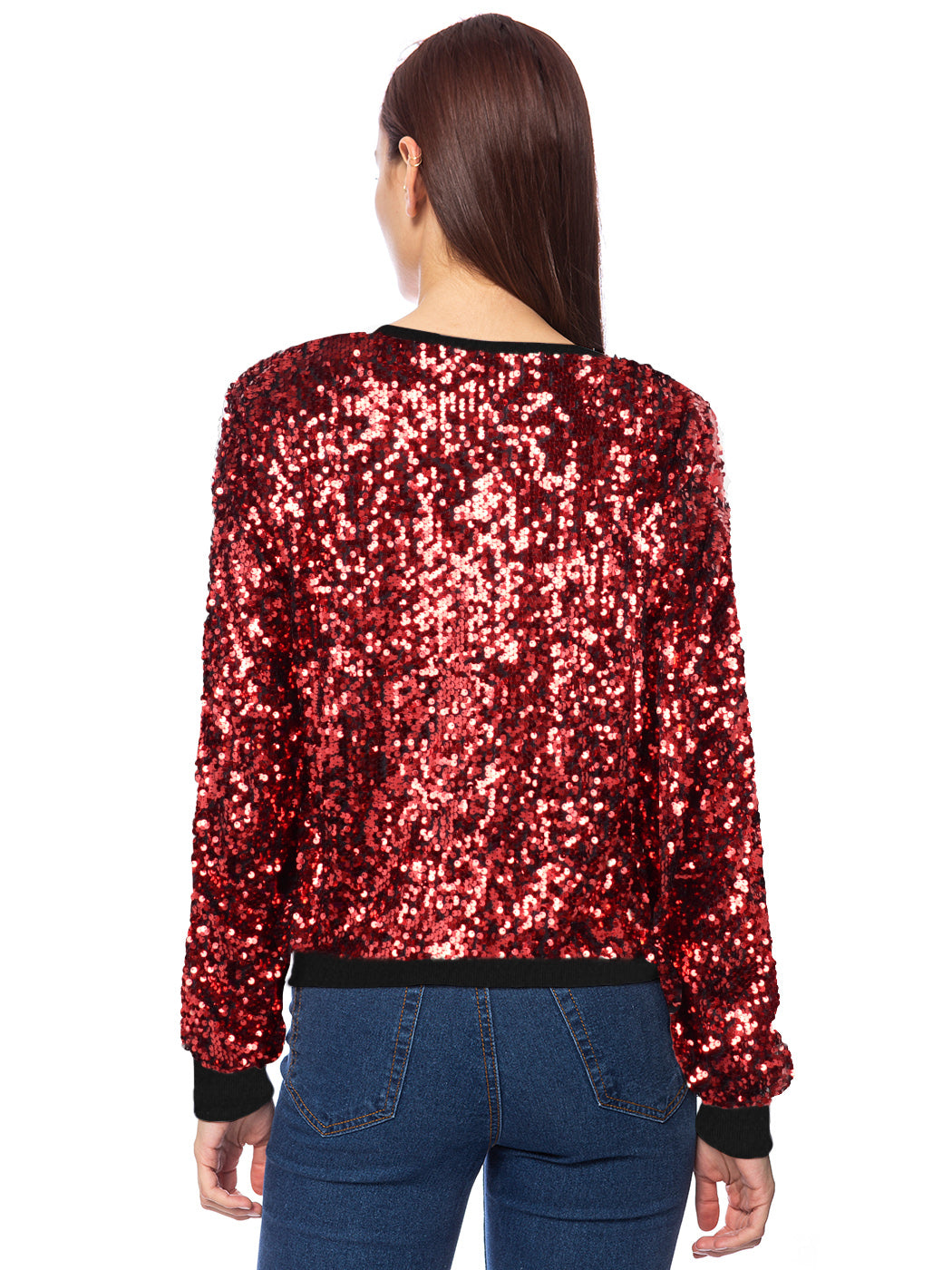 Sequin Long Sleeve Sparkly Pullover Sweatshirt