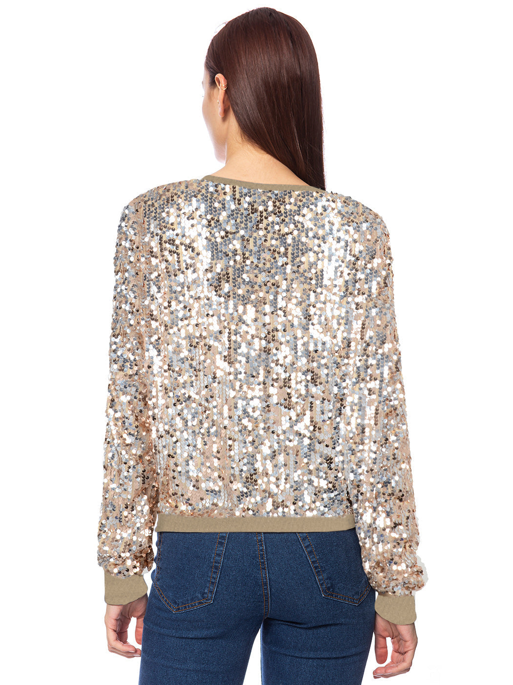 Sequin Long Sleeve Sparkly Pullover Sweatshirt