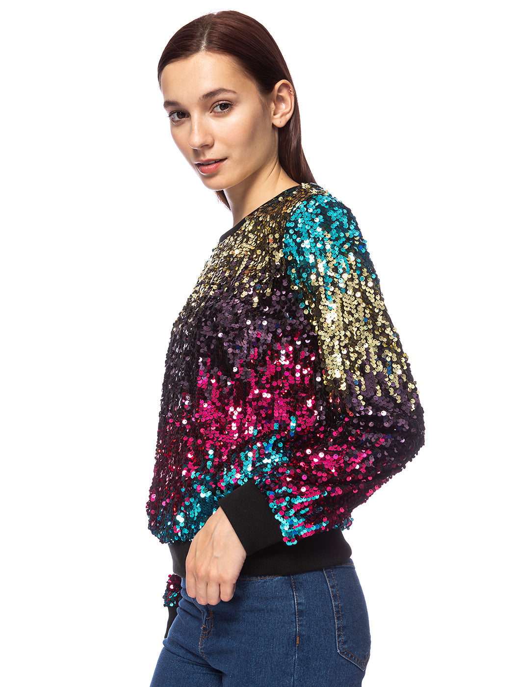 Sequin Long Sleeve Sparkly Pullover Sweatshirt