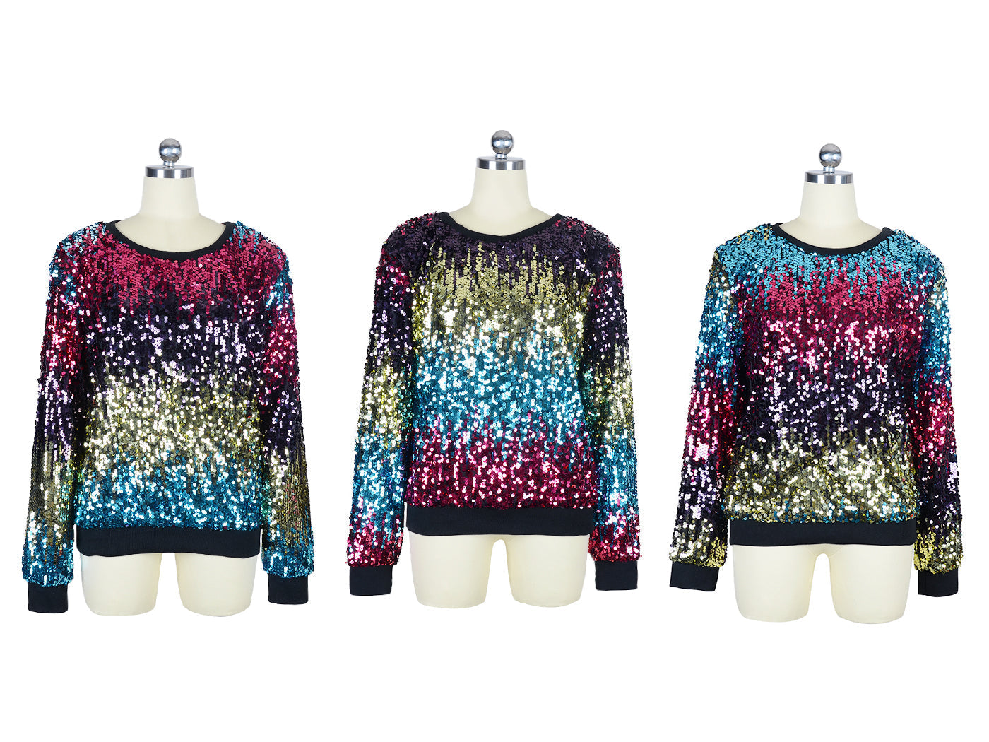 Sequin Long Sleeve Sparkly Pullover Sweatshirt