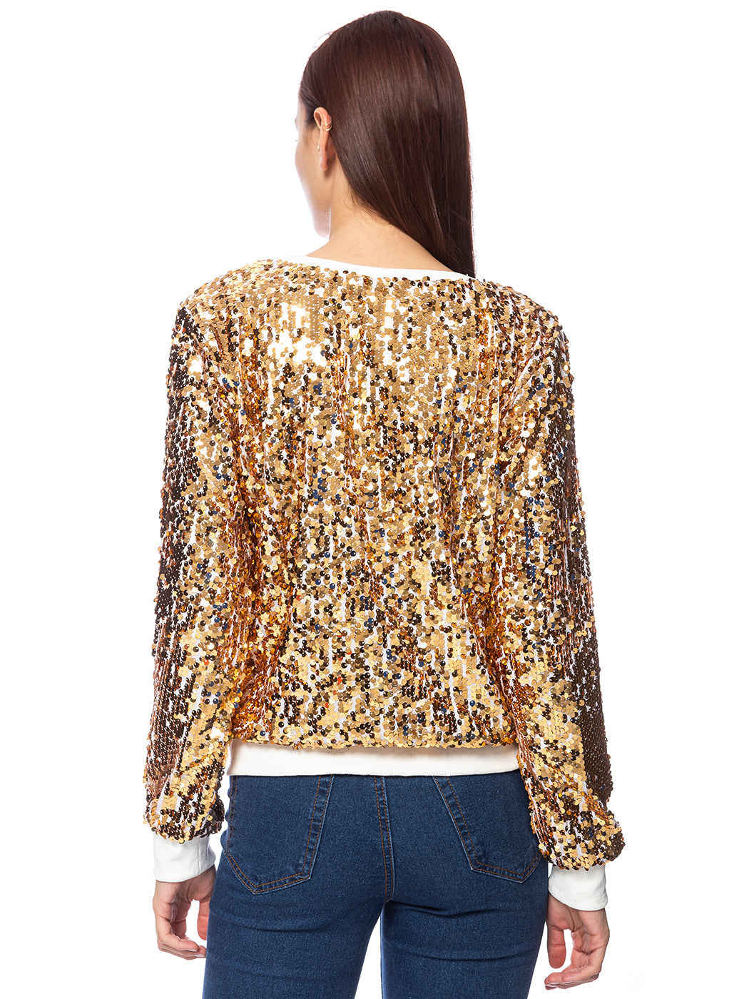 Sequin Long Sleeve Sparkly Pullover Sweatshirt