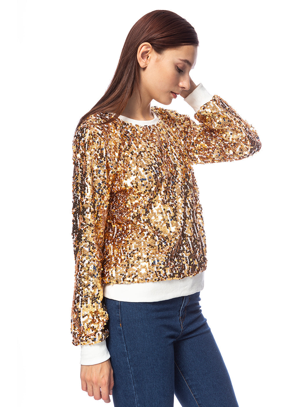 Sequin Long Sleeve Sparkly Pullover Sweatshirt