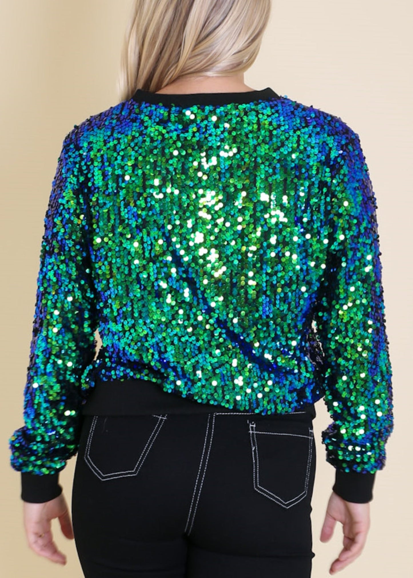 Sequin Long Sleeve Sparkly Pullover Sweatshirt