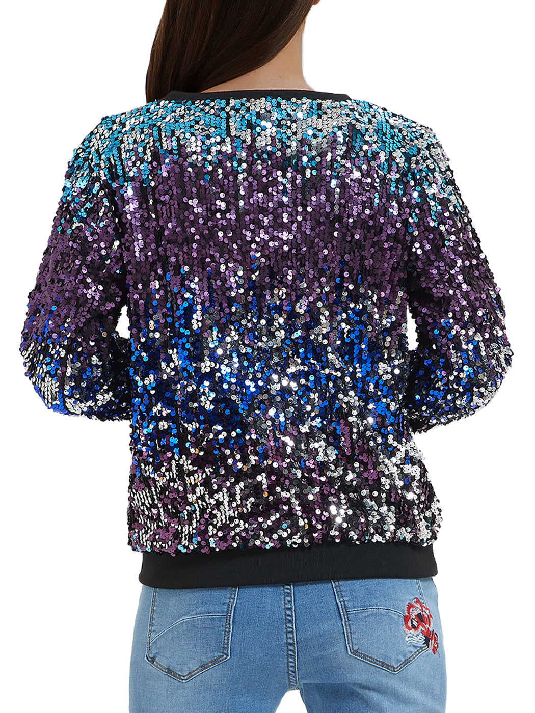 Sequin Long Sleeve Sparkly Pullover Sweatshirt