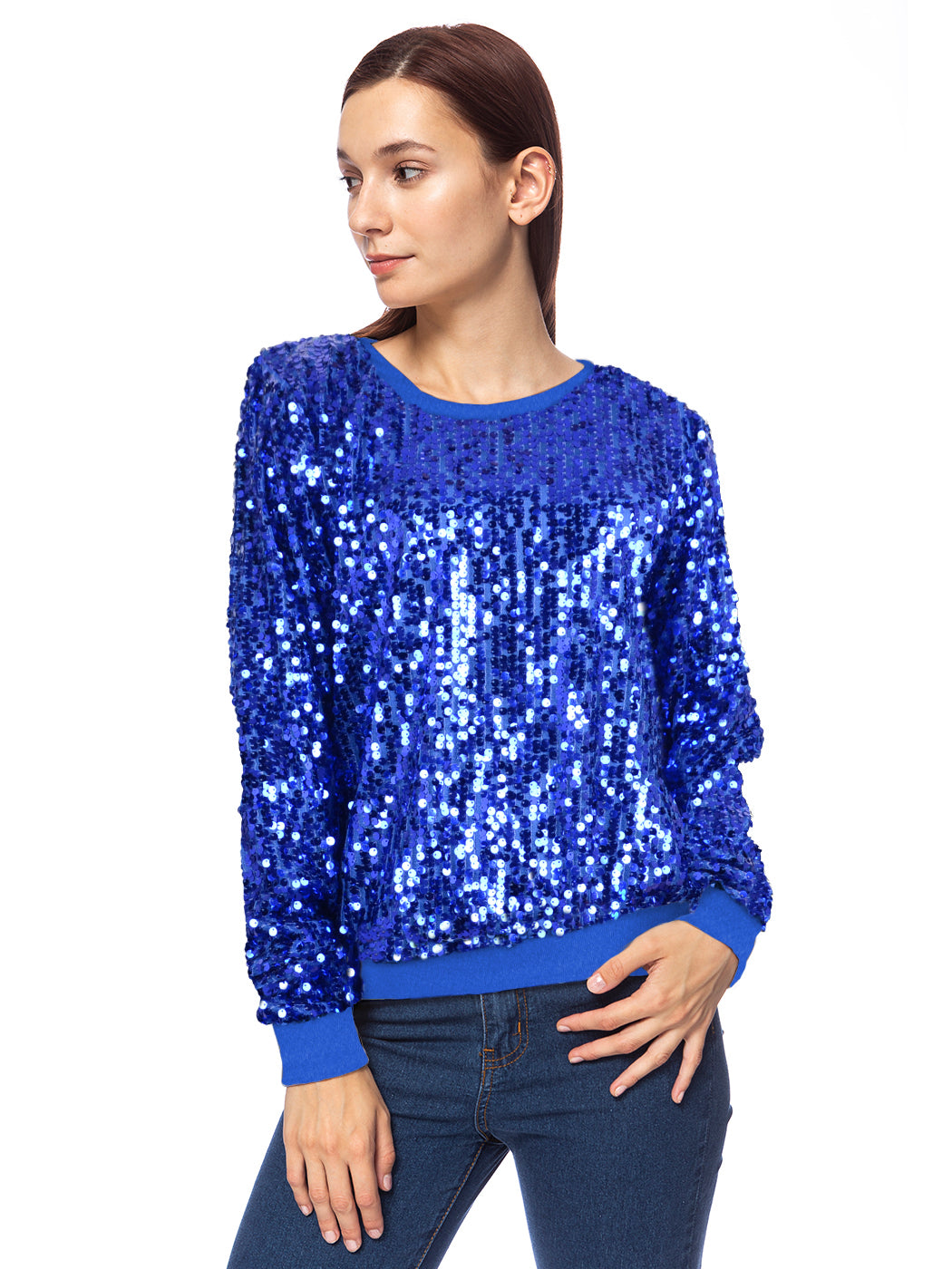 Sequin Long Sleeve Sparkly Pullover Sweatshirt