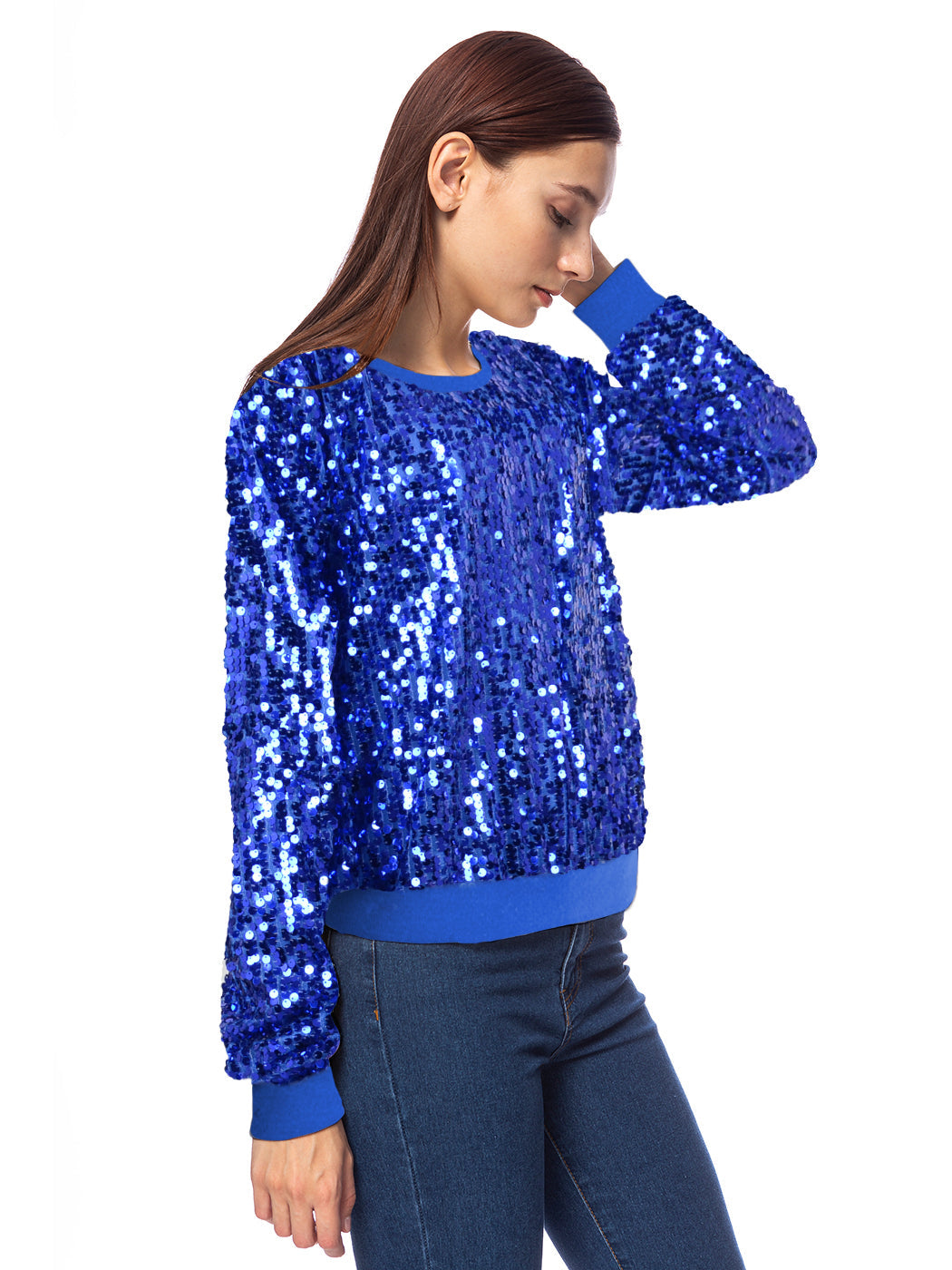 Sequin Long Sleeve Sparkly Pullover Sweatshirt