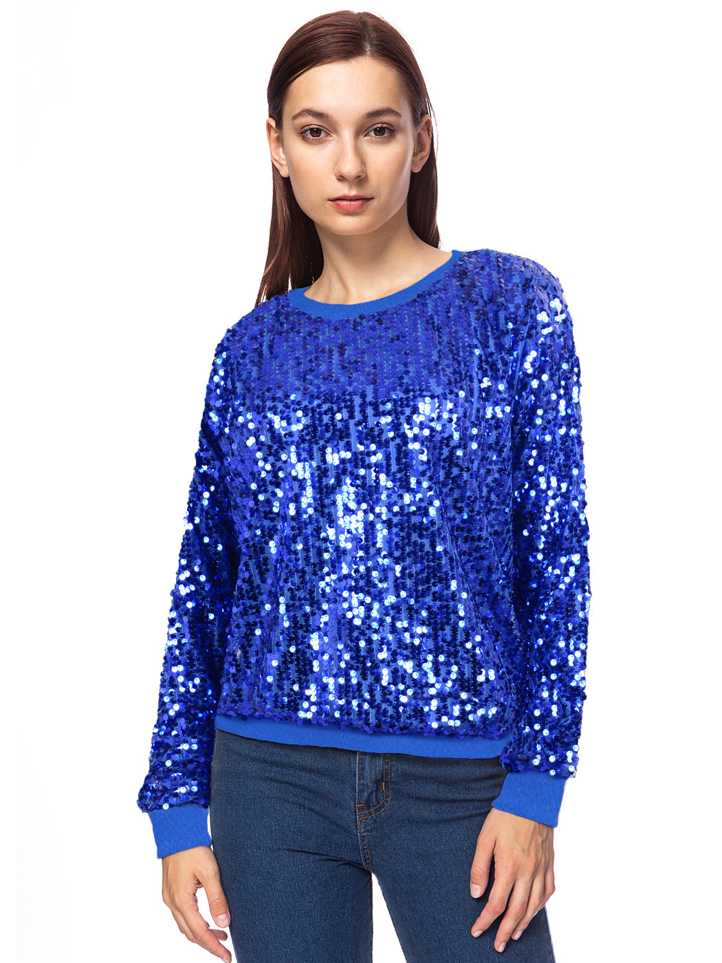 Sequin Long Sleeve Sparkly Pullover Sweatshirt