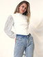 Sequin Balloon Long Sleeve Mock Neck Pullover