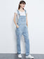 Pocket Denim Tapered Leg Overalls