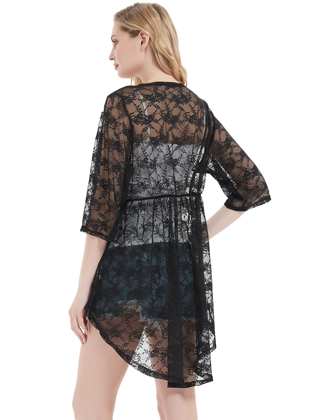 Sheer Lace Boho Kimono Shrug Cardigan