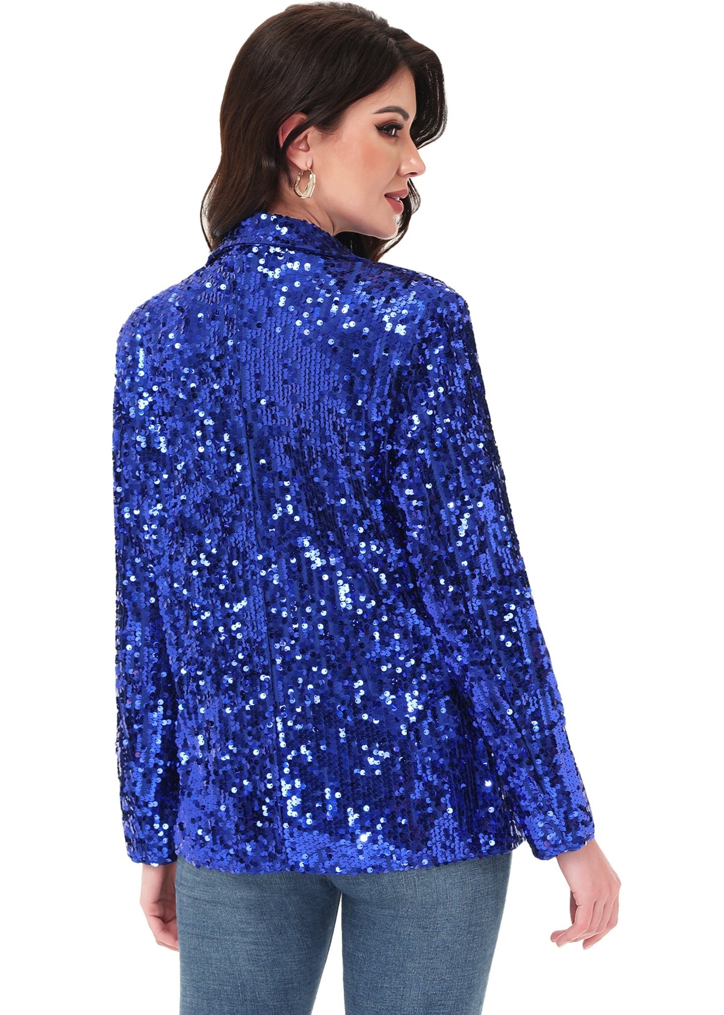 Anna-Kaci Women's Sequin Jackets Long Sleeve Open Front Glitter Sparkle Party Blazer Jacket