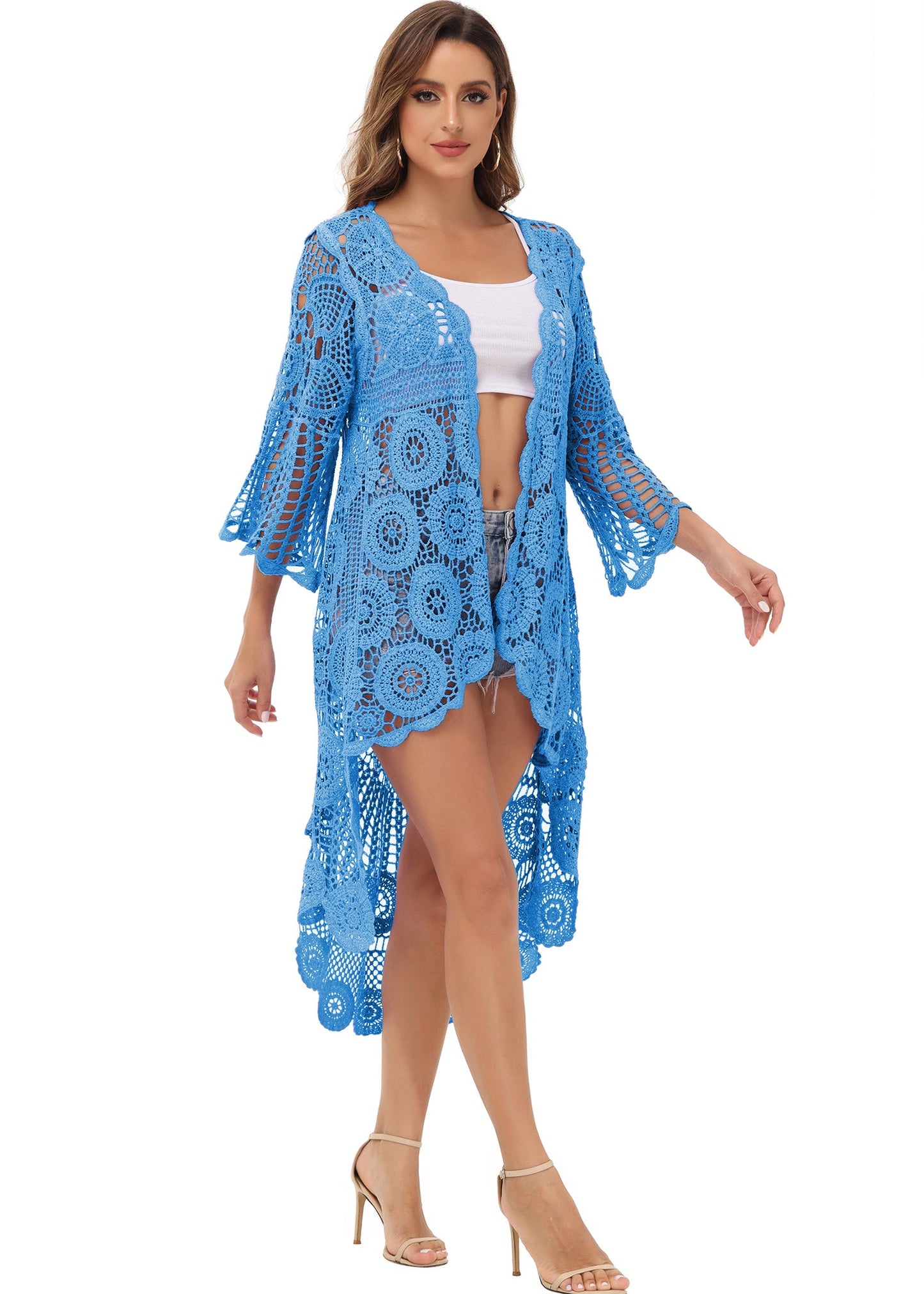 Crochet Boho Kimono Swim Cover-Up