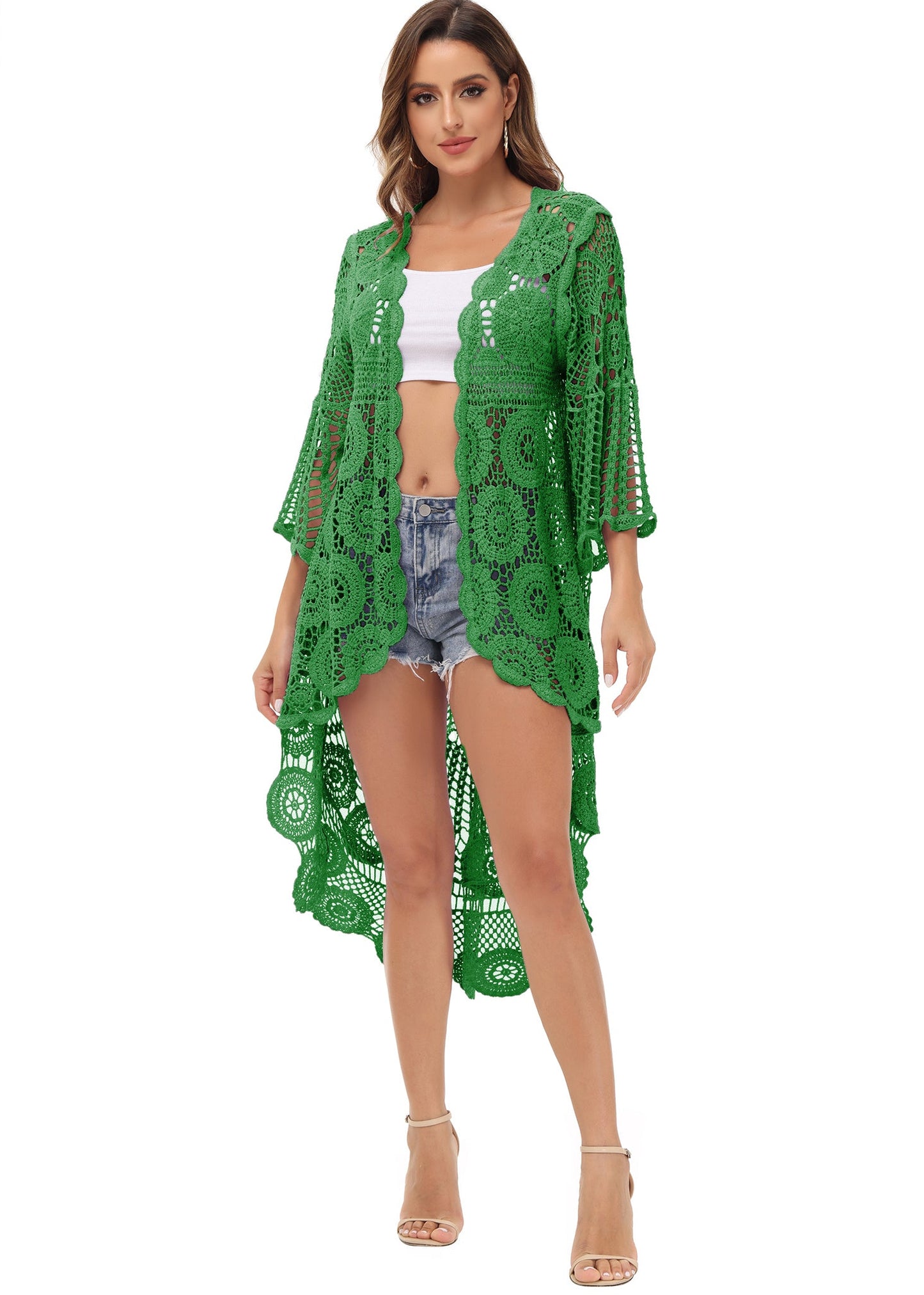 Crochet Boho Kimono Swim Cover-Up