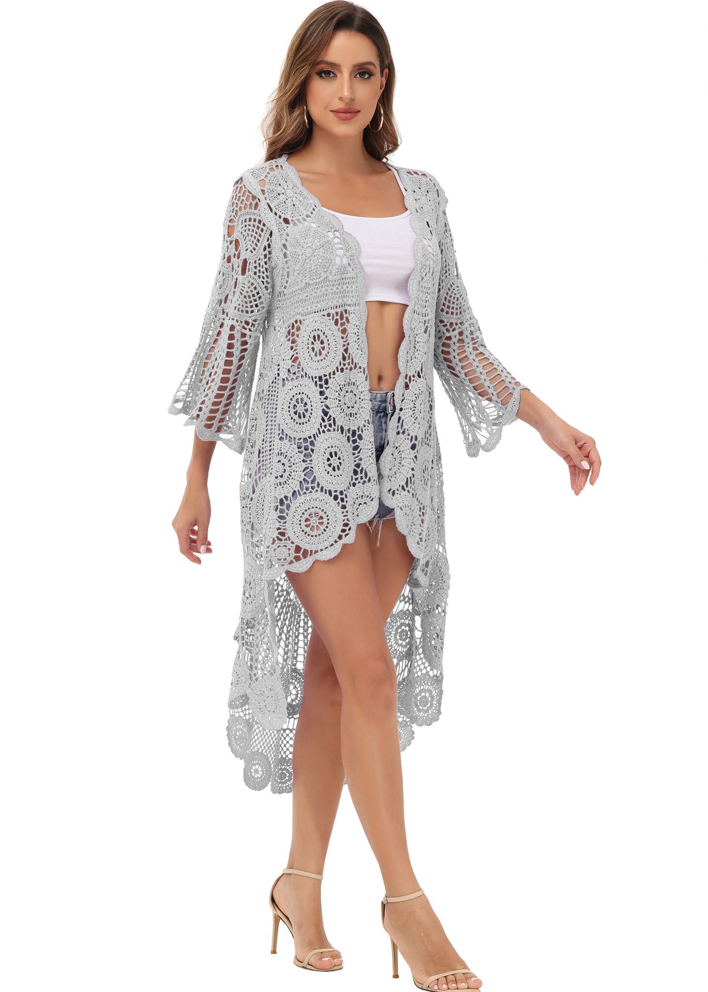 Crochet Boho Kimono Swim Cover-Up