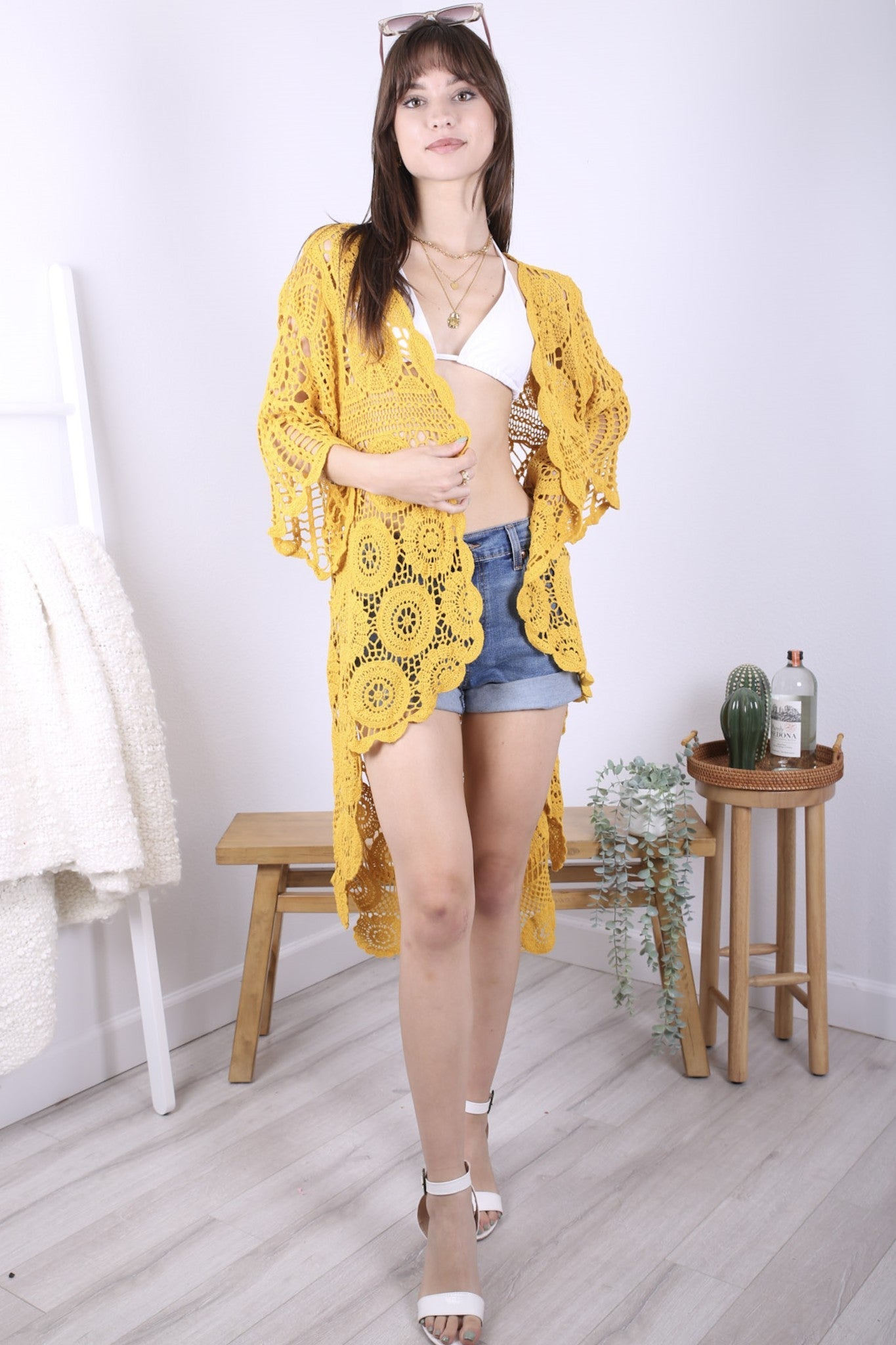 Crochet Boho Kimono Swim Cover-Up