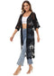 Half Sleeve Tie Front Embroidered Lace Kimono Cardigan Coverup