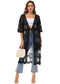 Half Sleeve Tie Front Embroidered Lace Kimono Cardigan Coverup