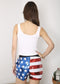 Anna-Kaci Women's Mid Rise July 4th USA Flag Star Stripes Sparkly Sequin Shorts