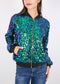 Anna-Kaci Womens Sequin Jacket Sparkle Long Sleeve Front Zip Casual Blazer Bomber Jacket With Pockets