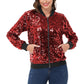 Anna-Kaci Womens Sequin Jacket Sparkle Long Sleeve Front Zip Casual Blazer Bomber Jacket With Pockets