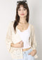 Anna-Kaci Womens Short Embroidered Lace Kimono Crop Cardigan with Half Sleeves