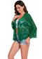 Anna-Kaci Womens Short Embroidered Lace Kimono Crop Cardigan with Half Sleeves