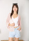 Anna-Kaci Womens Short Embroidered Lace Kimono Crop Cardigan with Half Sleeves