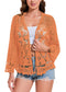 Anna-Kaci Womens Short Embroidered Lace Kimono Crop Cardigan with Half Sleeves