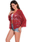 Anna-Kaci Womens Short Embroidered Lace Kimono Crop Cardigan with Half Sleeves