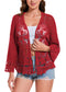 Anna-Kaci Womens Short Embroidered Lace Kimono Crop Cardigan with Half Sleeves