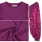 Anna-Kaci Women's Confetti Sequin Balloon Long Sleeve Round Neck Pullover Dress