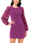 Anna-Kaci Women's Confetti Sequin Balloon Long Sleeve Round Neck Pullover Dress